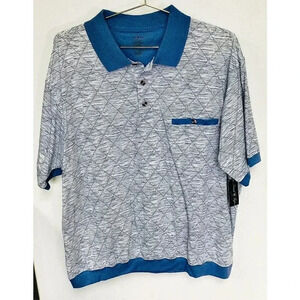 NWT Vintage David Taylor Collection Men's Blue Diamond Short Sleeve Polo Shirt S